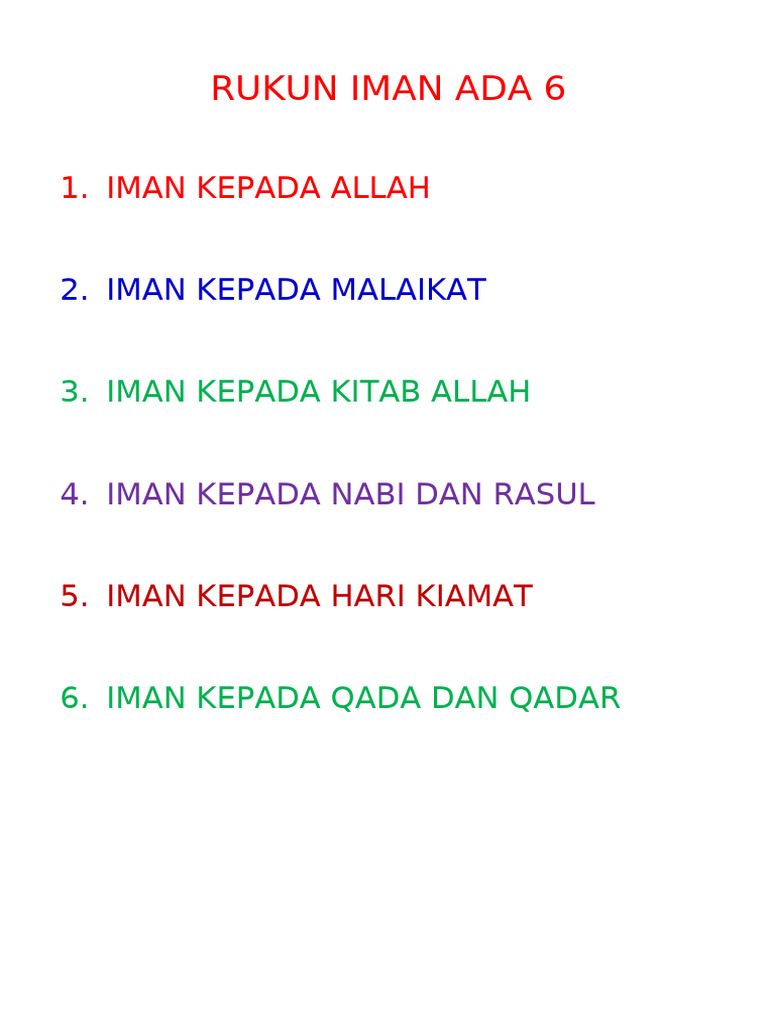 Rukun Iman Ada 6 | PDF
