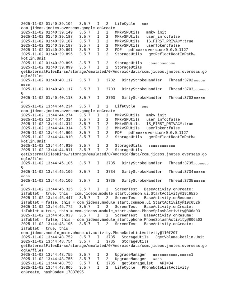 App Lifecycle and Storage Logs | PDF | Software | Computer Programming