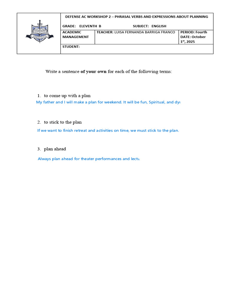 Defense Ac Workshop 2 4p - Phrasal Verbs and Expression Planningjfsp | PDF