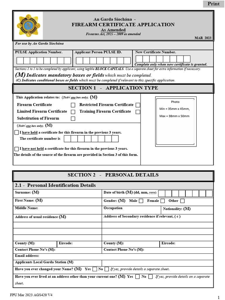 Firearm Certificate Application Form | PDF | Gun Barrel | Shotgun