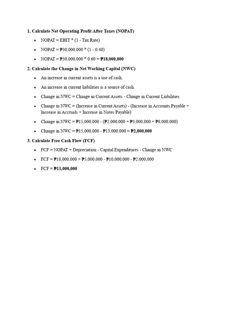 Free Cash Flow Calculation from NOPAT | PDF