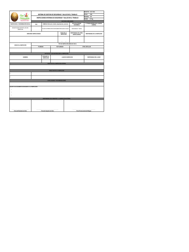 SST.F-006 Mpe Insp. Internas MDSS | PDF