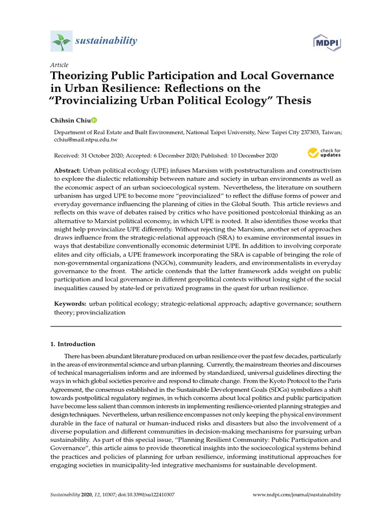 Urban Resilience and Governance Insights | PDF | Sustainability ...