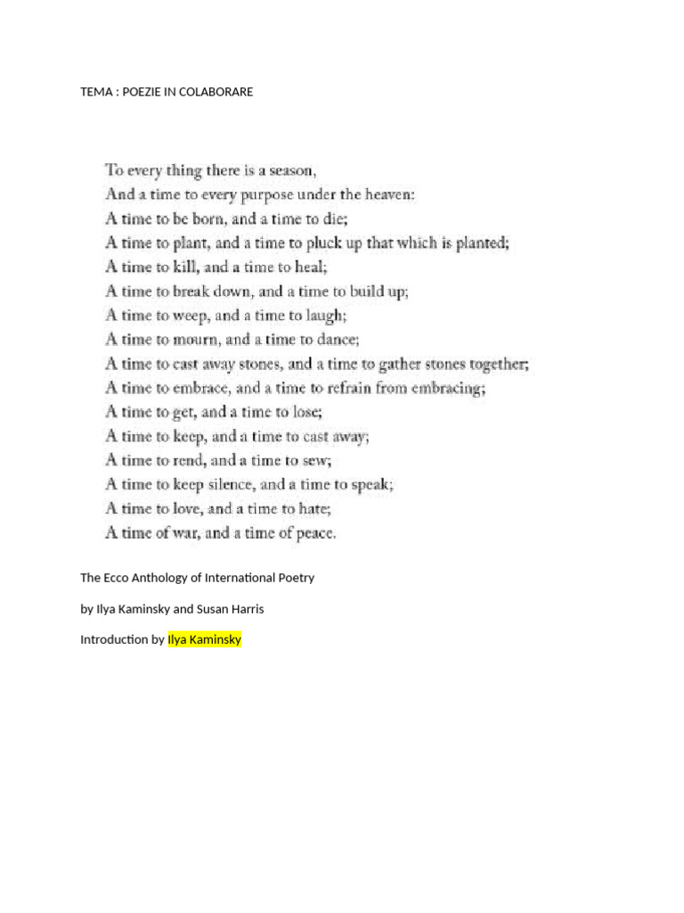 Ecco Anthology: Poetry Collaboration | PDF