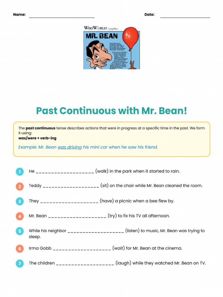 Past Continuous Tense With Mr. Bean | PDF