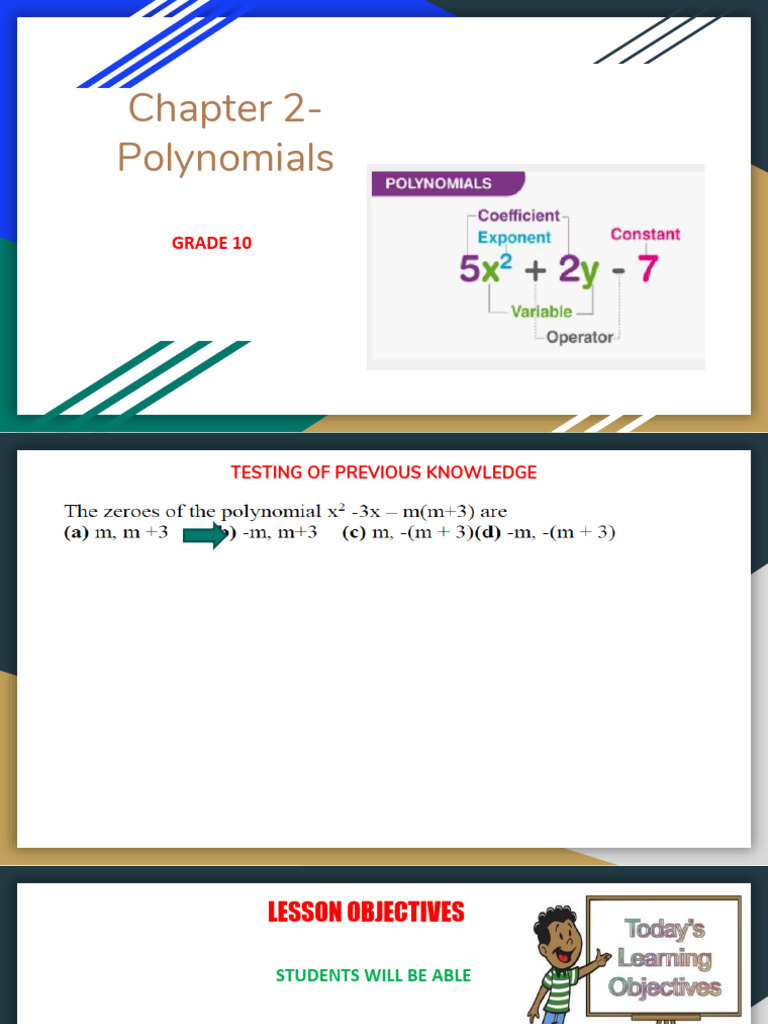 Grade 10 Polynomials: Quadratics & Problems | PDF