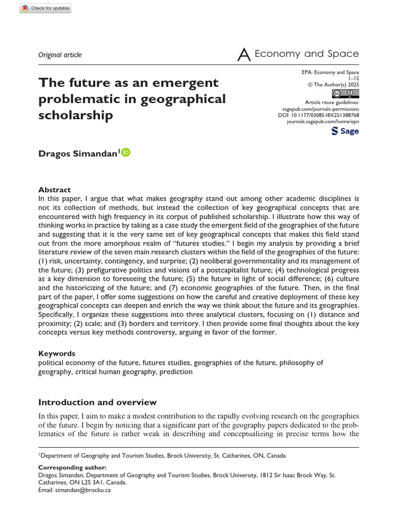 Geographies of the Future in Geography | PDF | Geography | Methodology