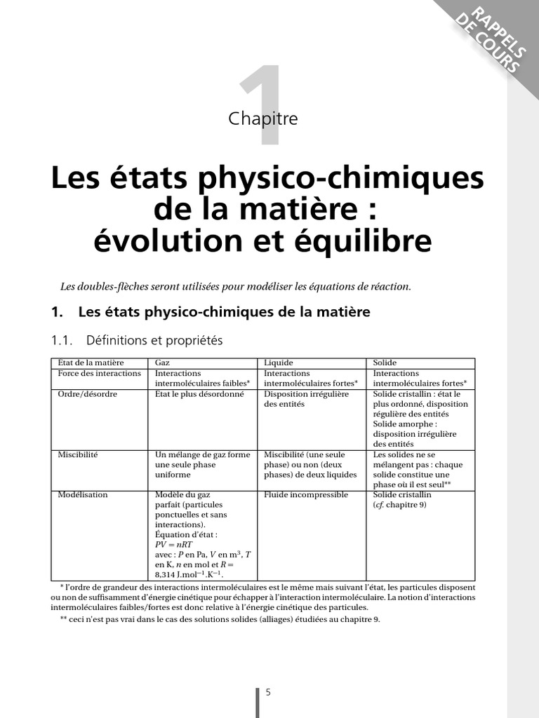 États physico-chimiques et équilibre chimique | PDF | Équilibre ...
