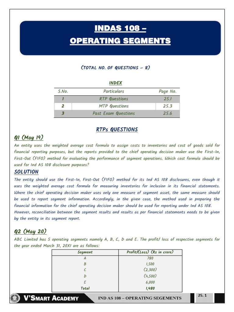 Ind AS 108 Operating Segments Guide | PDF | Expense | Taxes