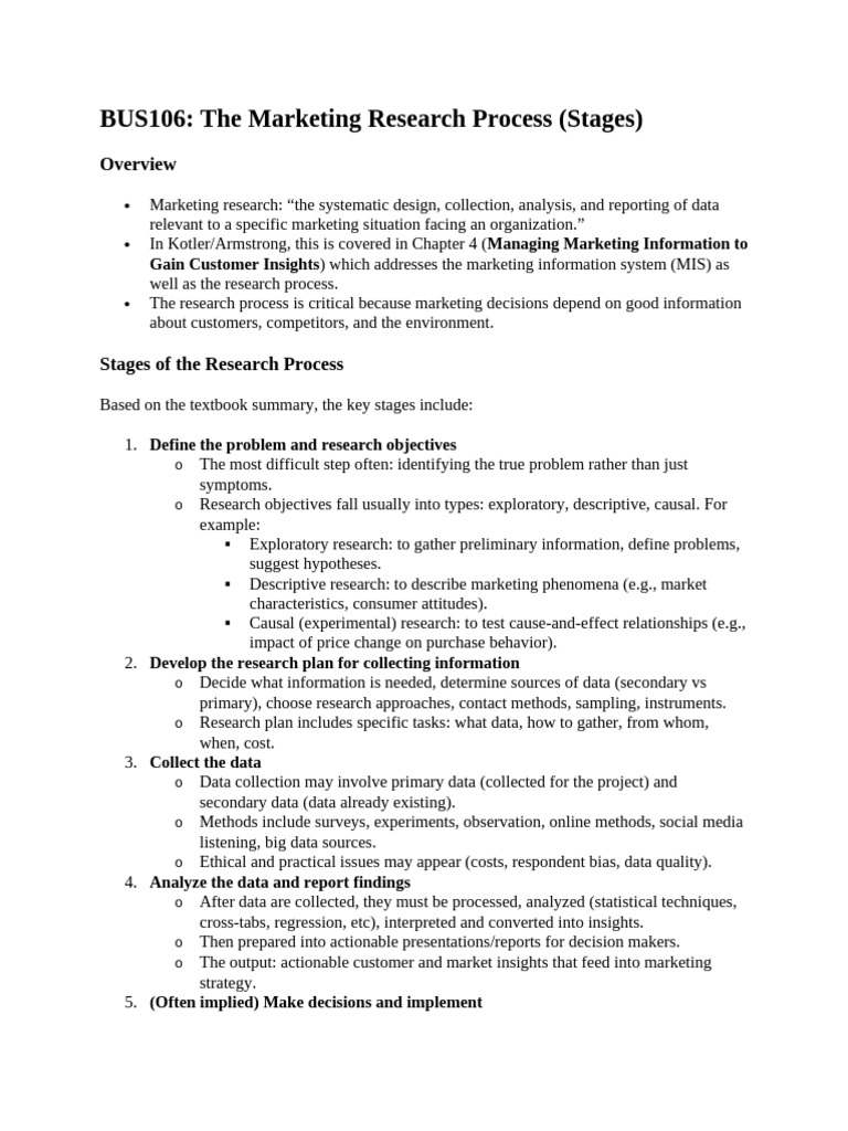 Marketing Research Process Stages Explained | PDF | Data Analysis ...