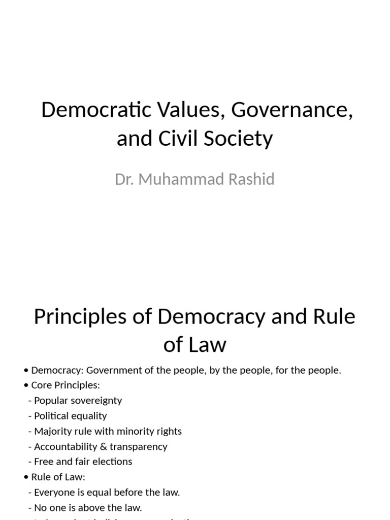 Democratic Values and Civil Society-1 | PDF | Democracy | Political ...