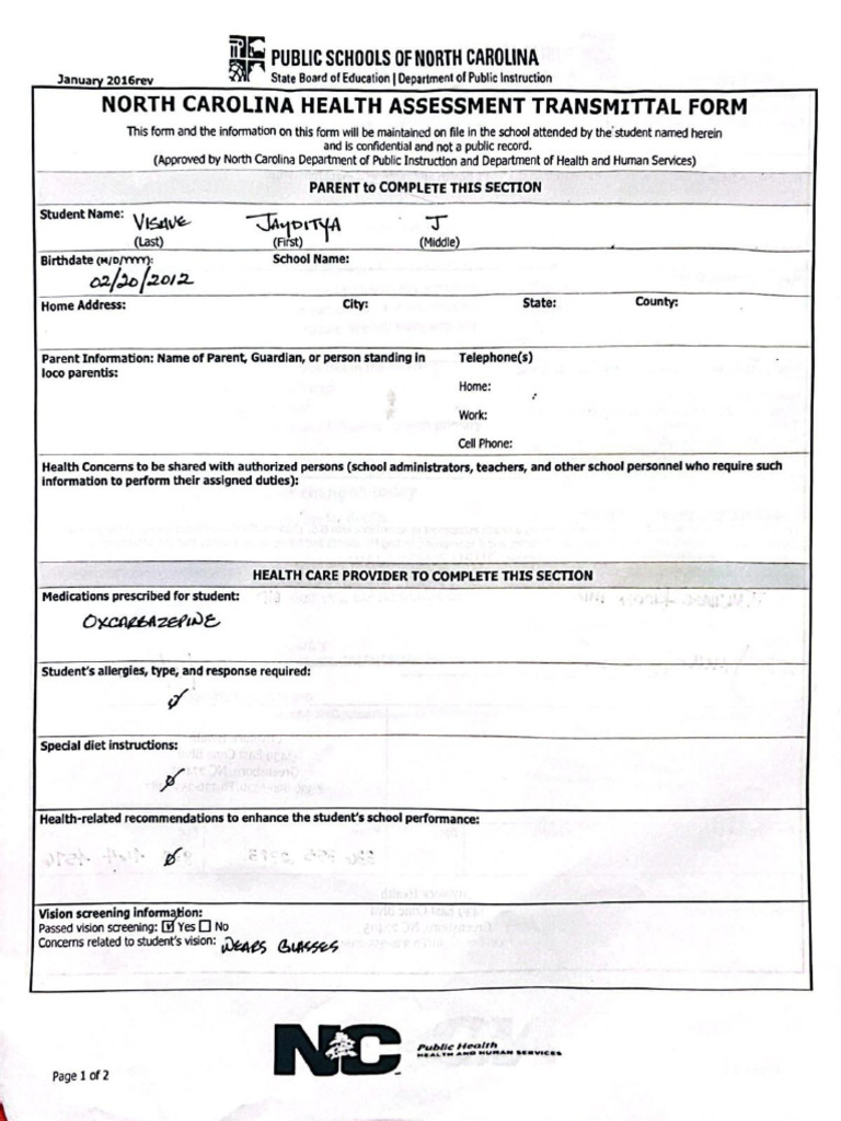 Health Form 2 | PDF