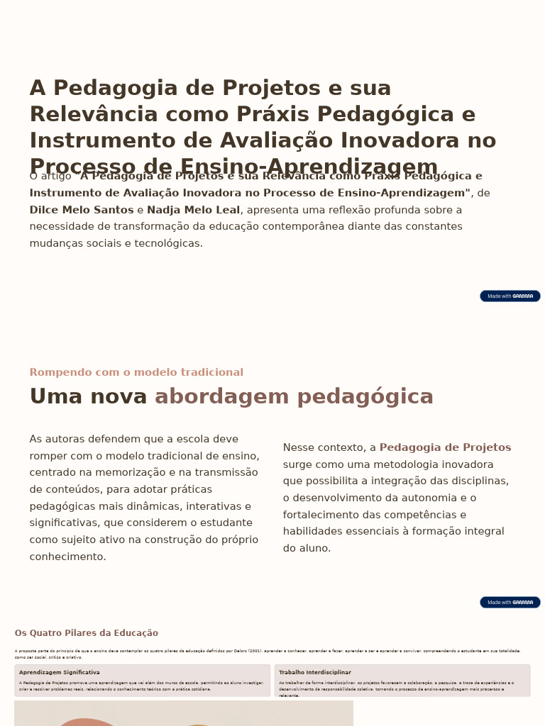 Pedagogia de Projetos na Educação Moderna | PDF | Pedagogia | Aprendizado