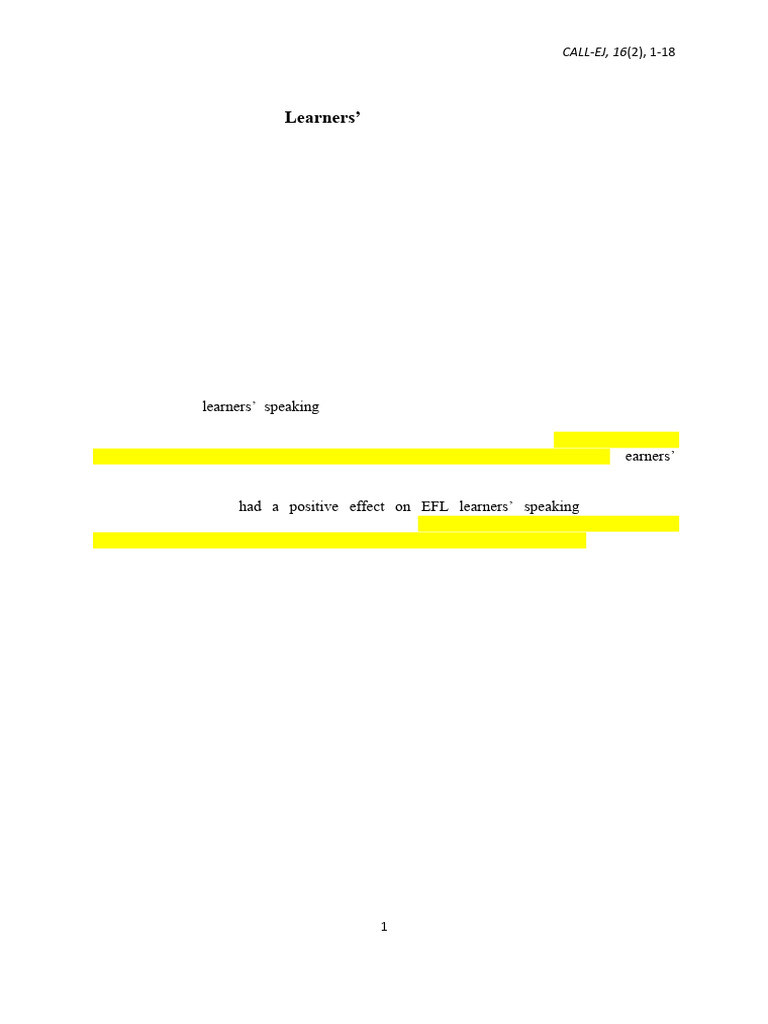 Podcasting's Impact on EFL Speaking Skills | PDF | Learning | English ...
