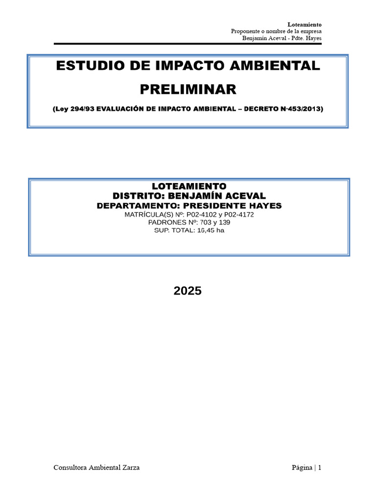 EvIA TPfinal | PDF | Evaluación de impacto ambiental | Residuos