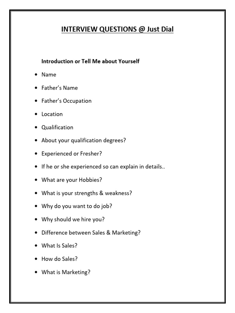 Just Dial Interview Questions Guide | PDF