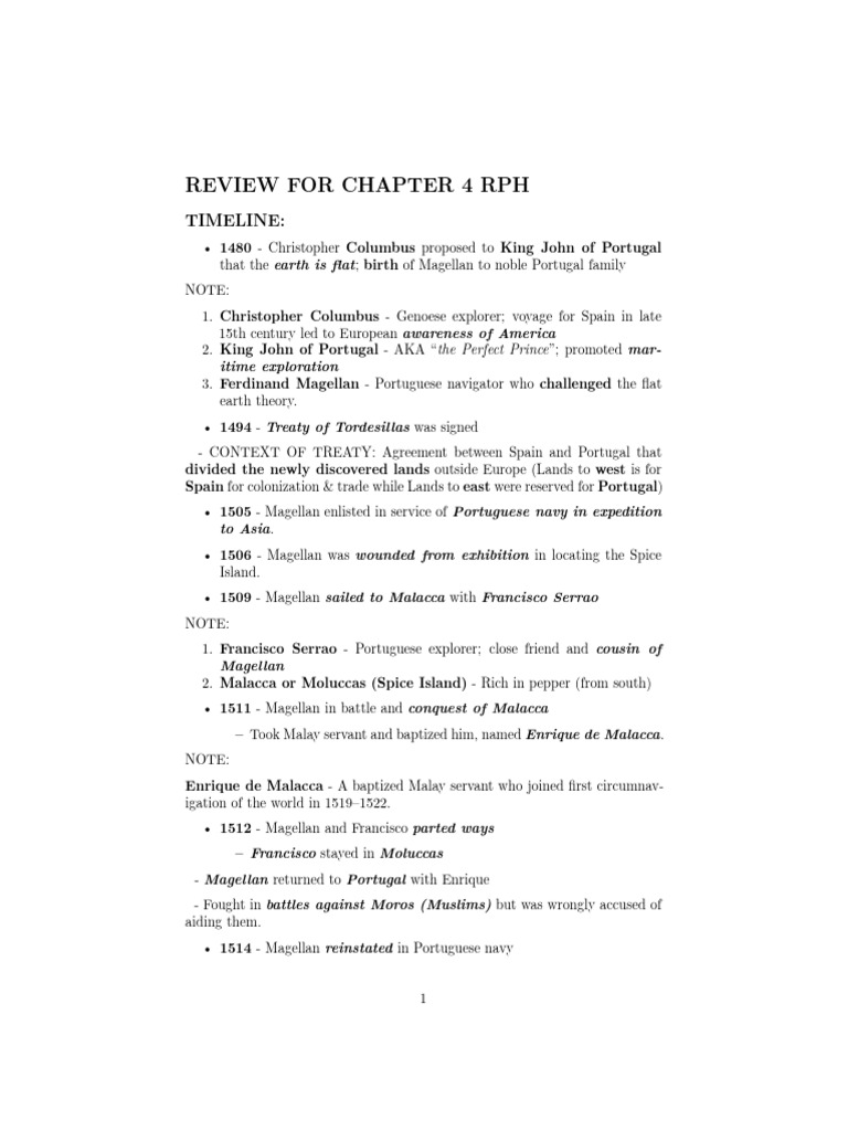 Review For Chapter 4 RPH | PDF | Age Of Discovery