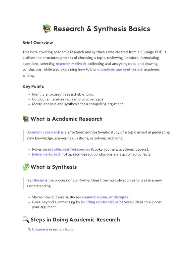 Academic Research and Synthesis Guide | PDF | Quantitative Research | Data