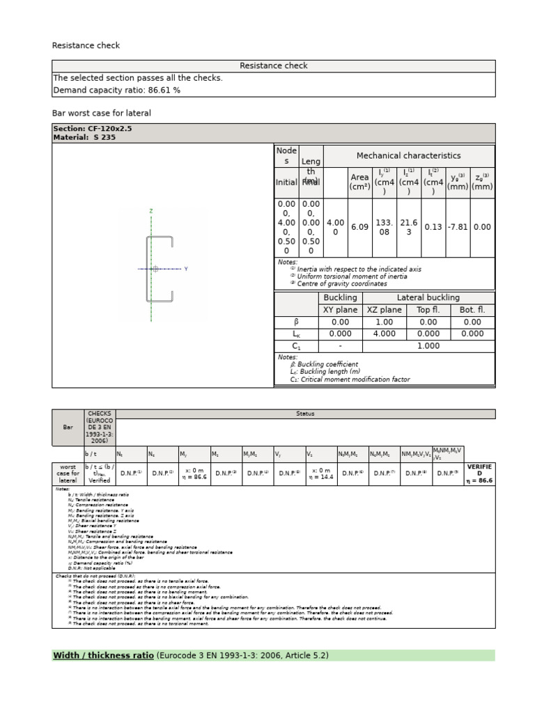 Structural Resistance Check Report | PDF | Bending | Stress (Mechanics)