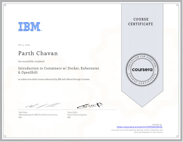IBM Course Completion: Docker & Kubernetes | PDF