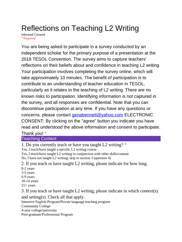 Reflections on Teaching L2 Writing | PDF | English As A Second Or ...