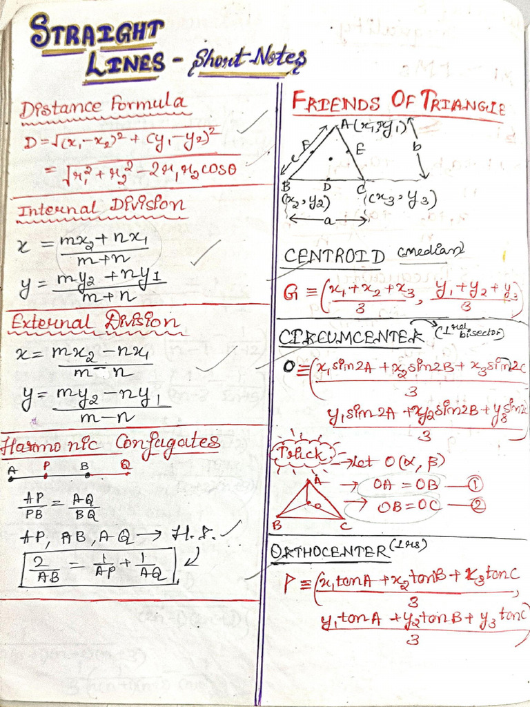 Coordinate Geometry Short Notes | PDF