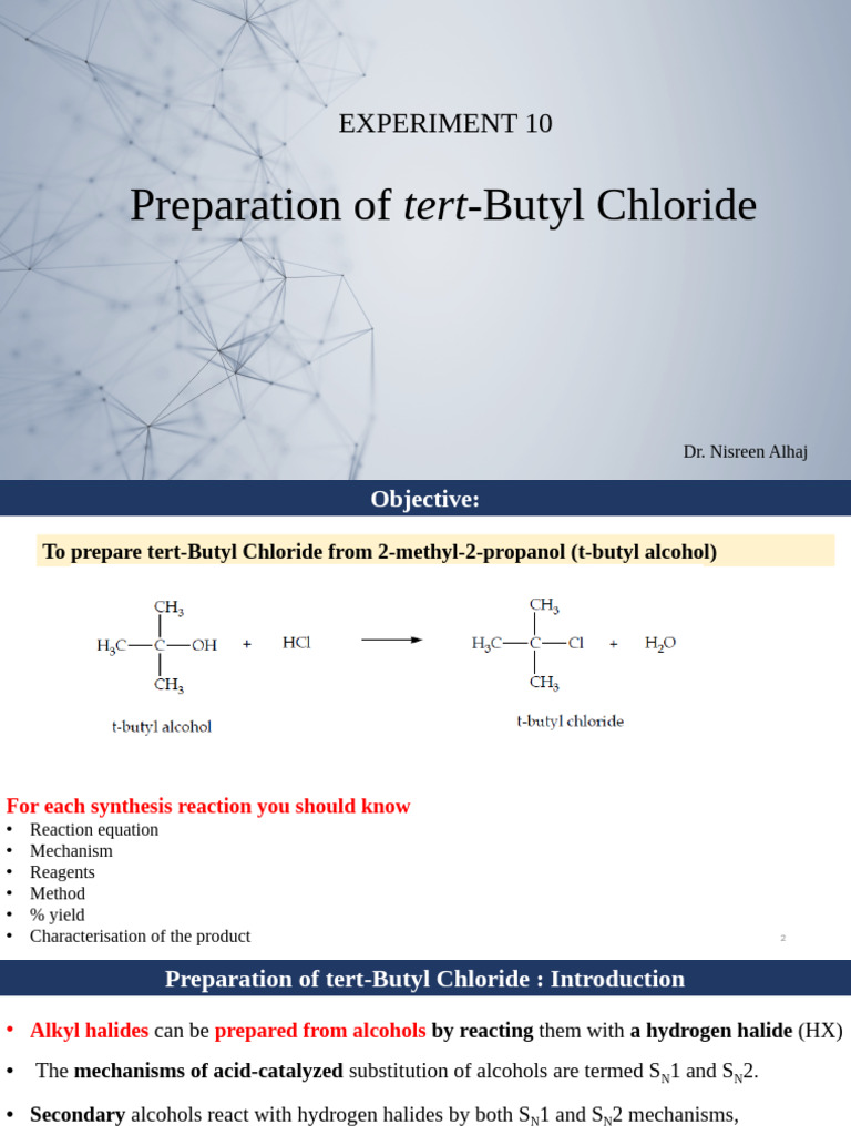 Exp10 Preparation of Tert-Butyl Chloride | PDF | Molecules | Organic ...