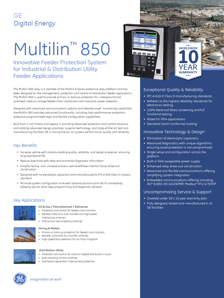 Multilin 850 Feeder Protection System | PDF | Reliability Engineering ...