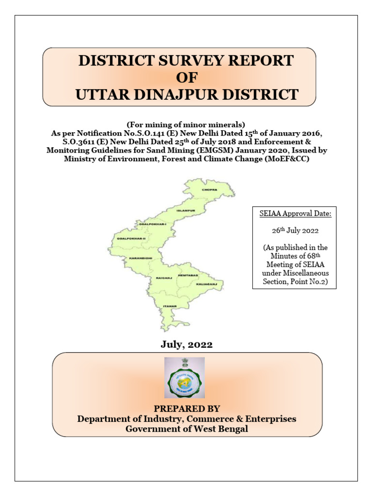 DSR of Uttar Dinajpur | PDF | River | Mining