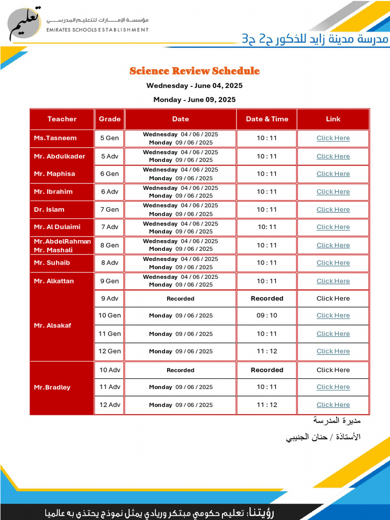 Science Review Schedule 2025 | PDF