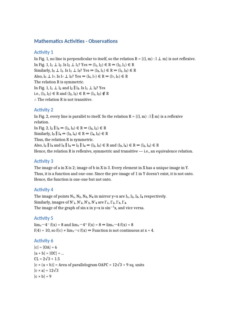 Maths Observations and Activities | PDF | Geometry