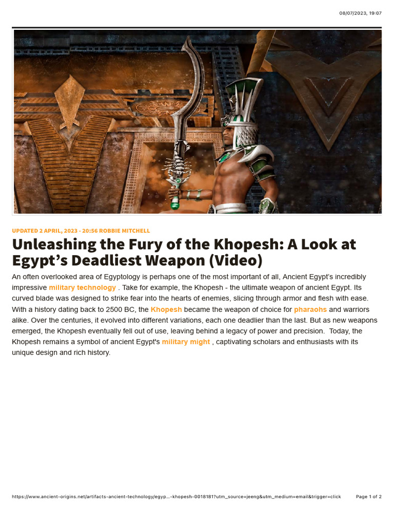 Unleashing The Fury of The Khopesh: A Look at Egypt's Deadliest Weapon ...