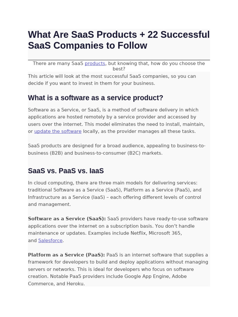 22 Successful SaaS Products Explained | PDF | Software As A Service ...