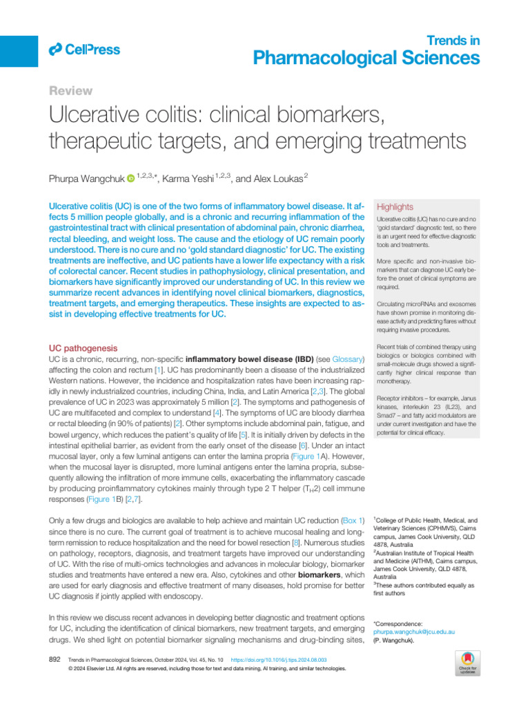 Ulcerative Colitis Clinical Biomarkers, Therapeut | PDF | Ulcerative ...