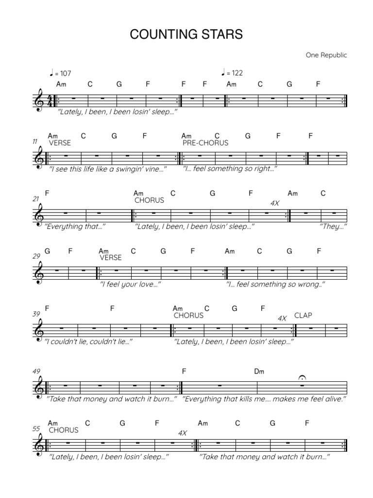 Counting Stars Lyrics Breakdown | PDF | Songs | Musical Forms