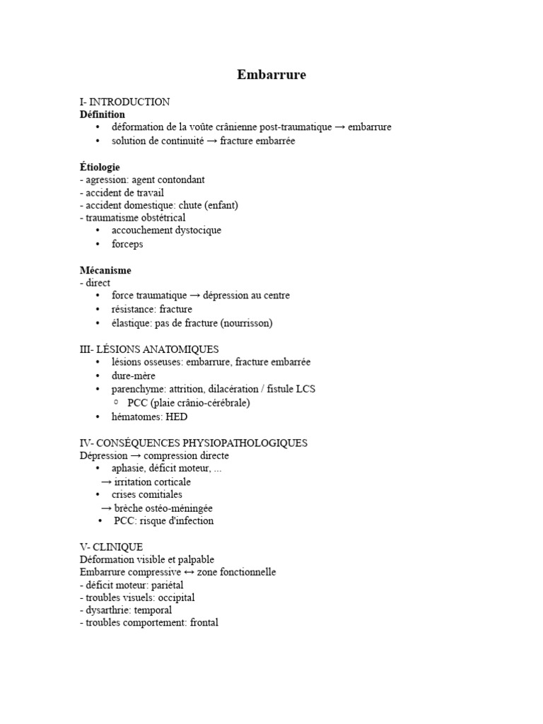 Définition et traitement de l'embarrure | PDF
