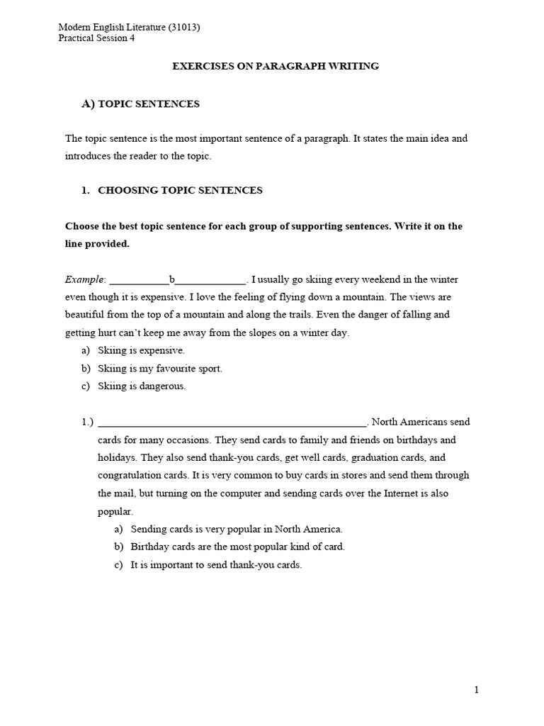 Paragraph Writing Exercises Guide | PDF | Vegetables | Diet (Nutrition)