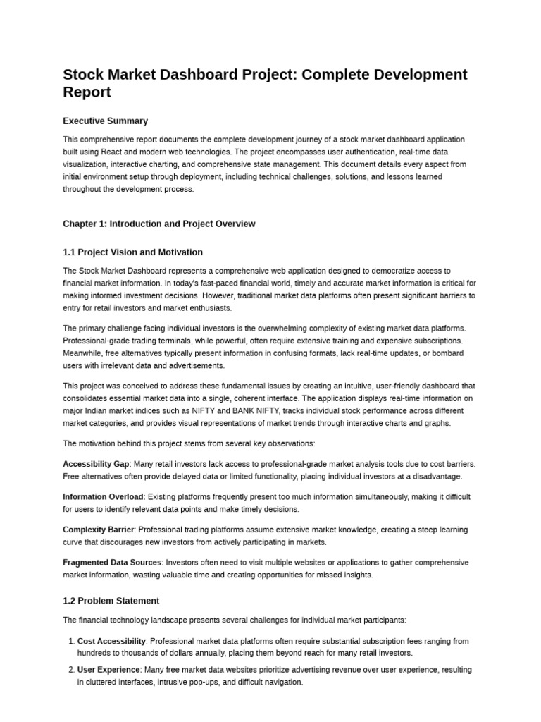 Stock Market Dashboard Development Report | PDF | Version Control ...