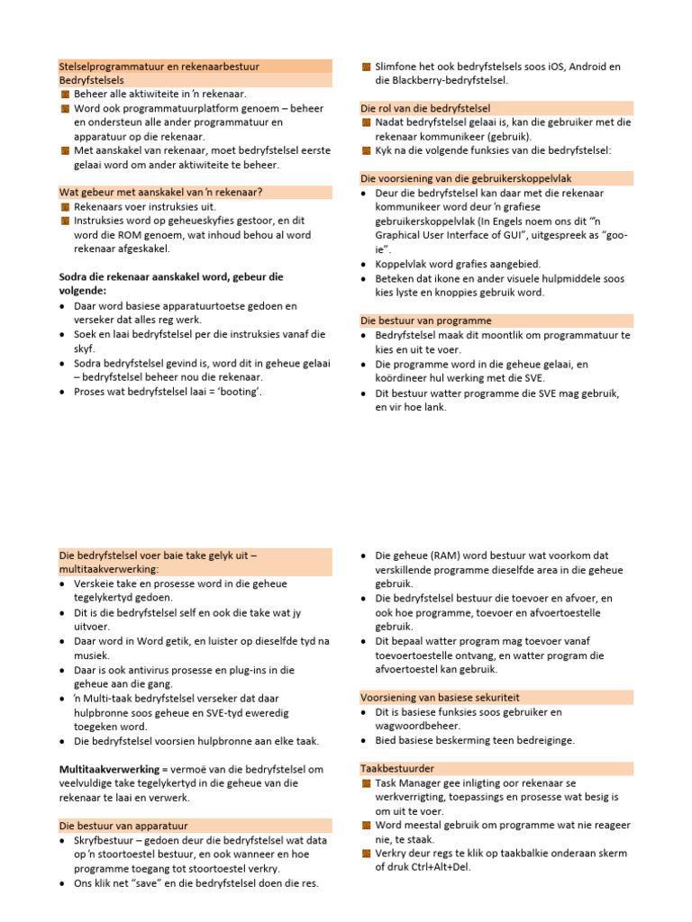 Afdeling 1 Module 1.5 - Stelselprogrammatuur en Rekenaar Bestuur | PDF