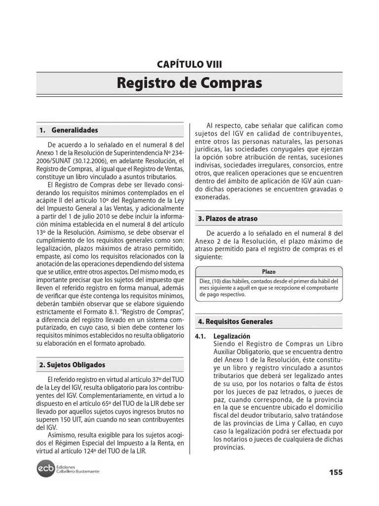 Registro de Compras según PCGE y SUNAT | PDF | Impuestos | Economias