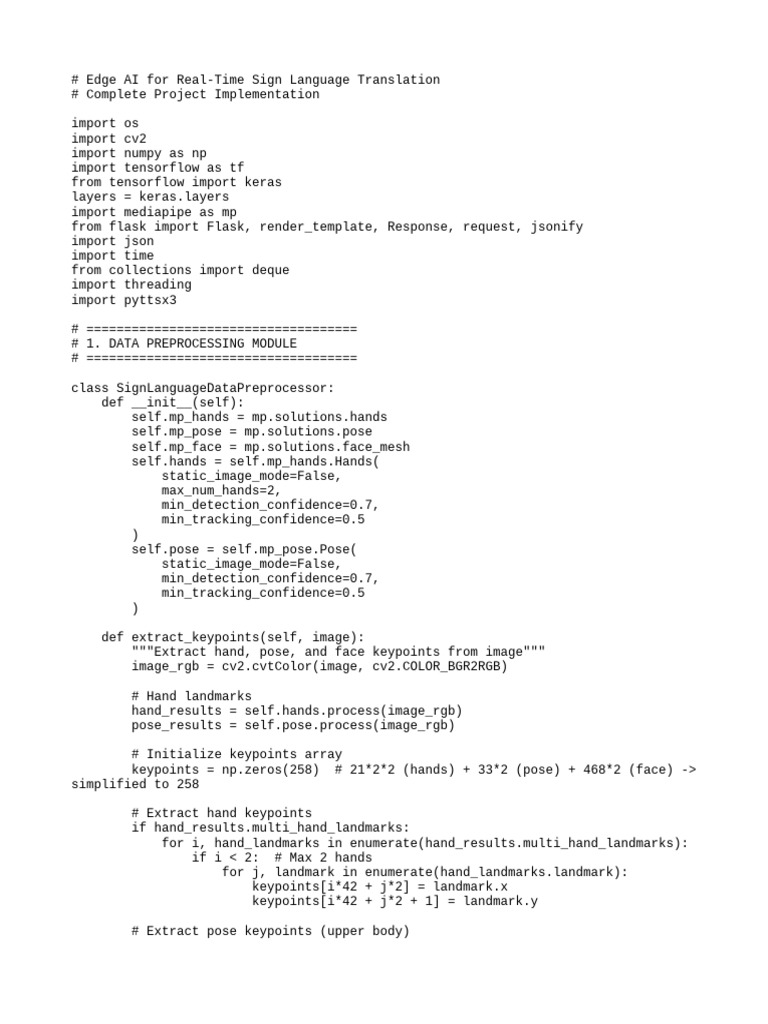 Real-Time Sign Language Translation AI | PDF | Computer Engineering ...