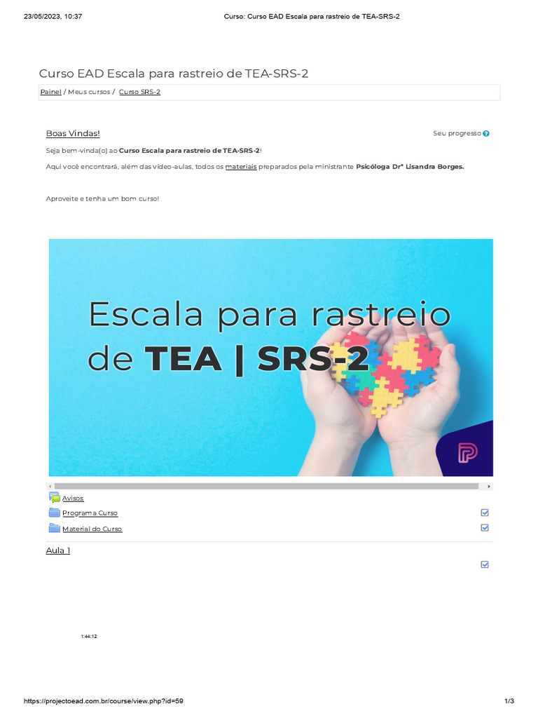 Curso EAD TEA-SRS-2: Rastreio e Certificação | PDF