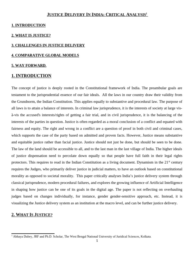Critical Analysis of Justice Delivery in India | PDF | Justice | Crime ...