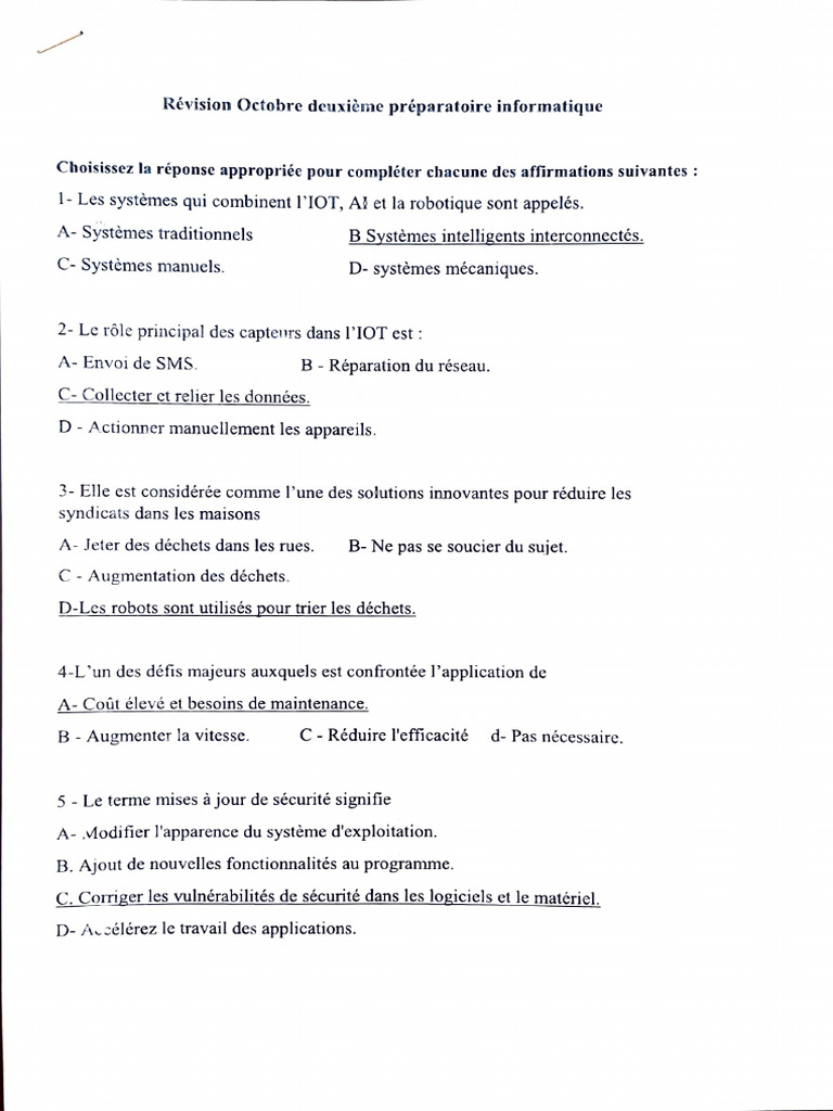 Questions de révision en informatique IoT | PDF | Ingénierie sociale ...