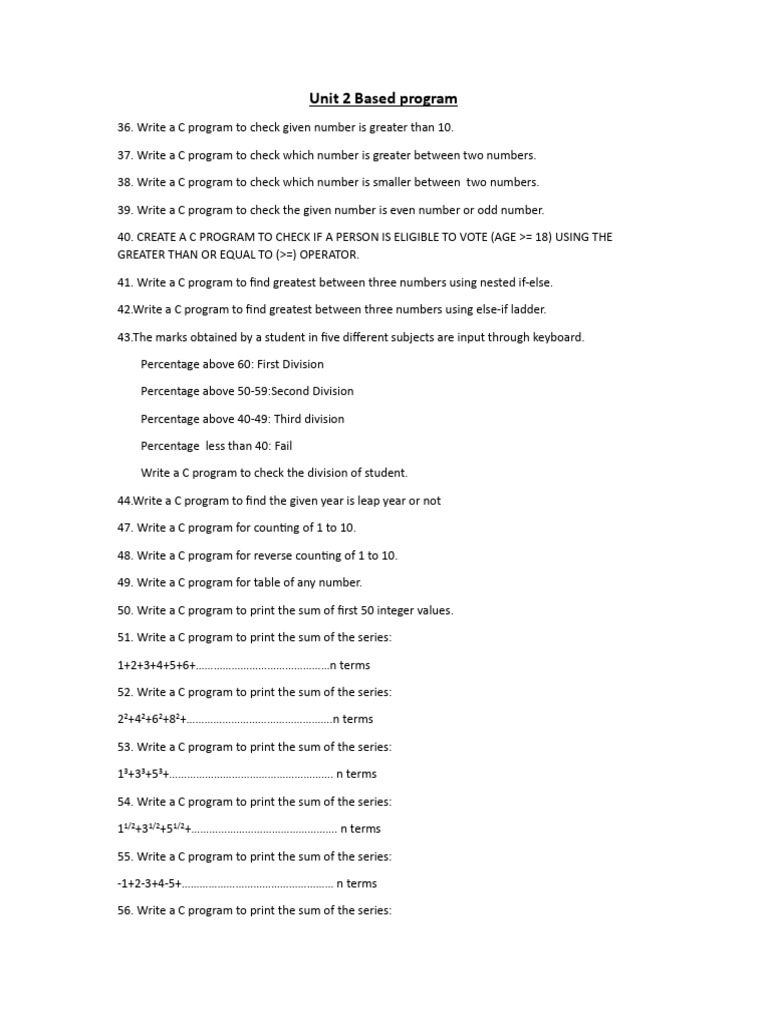 Unit 2 Based Programs_updated | PDF | Pointer (Computer Programming ...