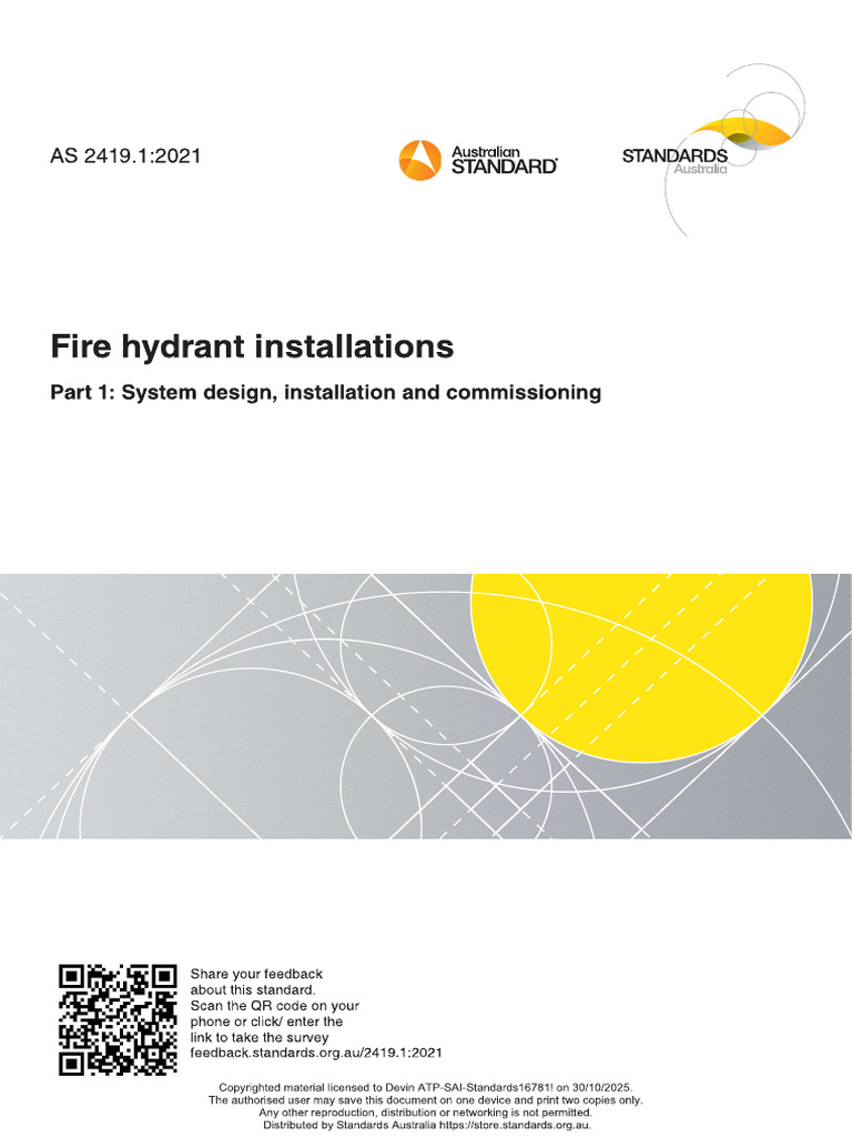 AS 2419.1:2021 Fire Hydrant Standards | PDF | Standards Australia