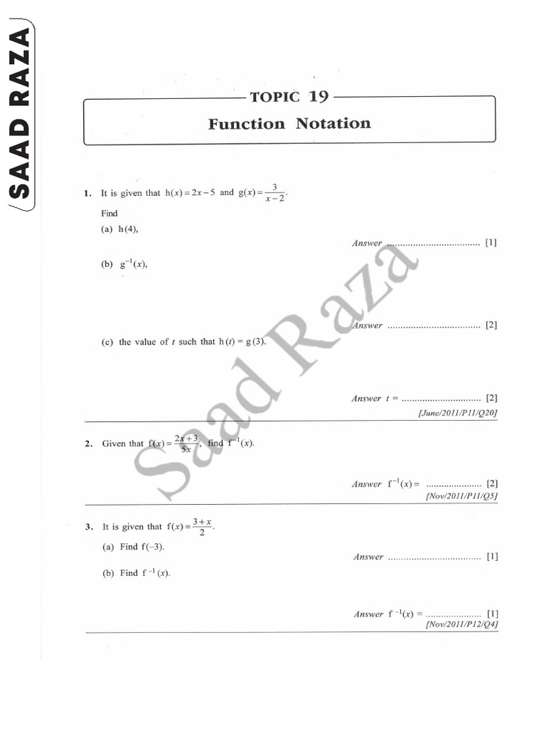 P1 Function Notation | PDF