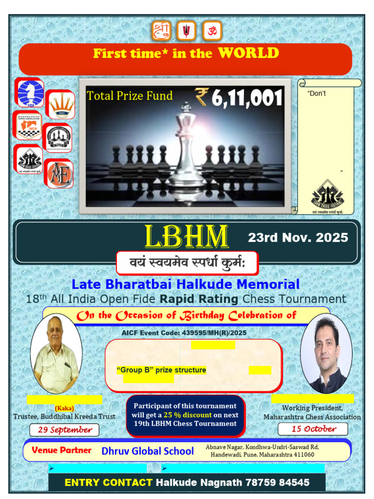 LBHM Chess Tournament Registration Details | PDF | Chess