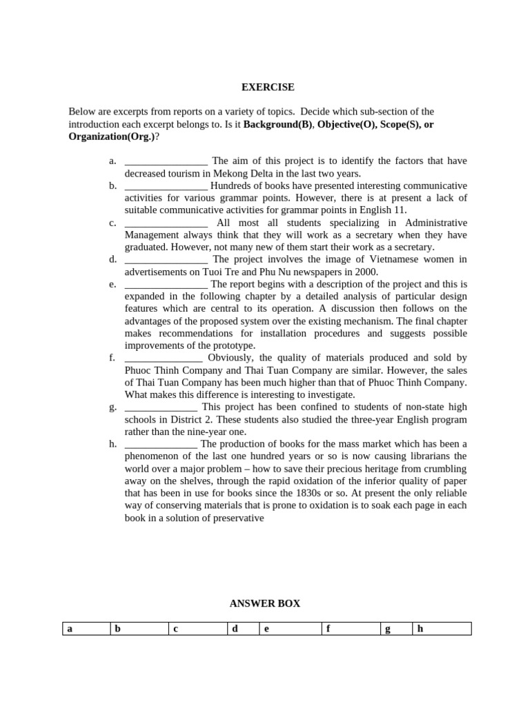 Categorizing Report Excerpts by Section | PDF