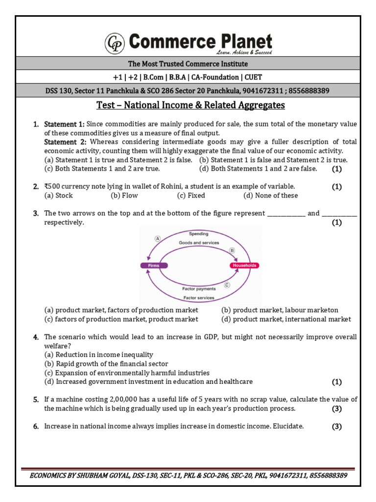 National Income Test Questions & Answers | PDF | Gross Domestic Product ...
